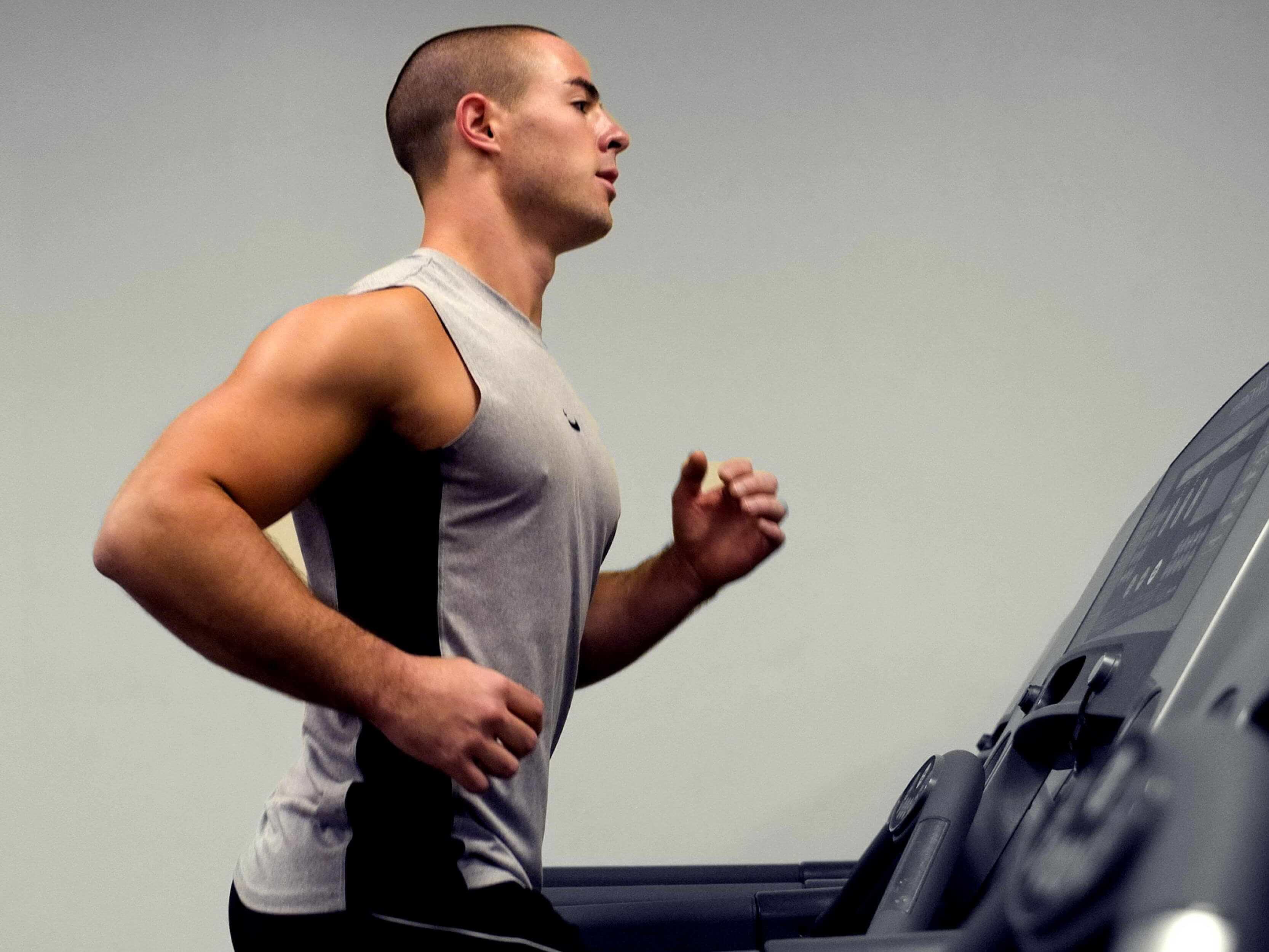 Running on a treadmill thereby including some aerobic exercising