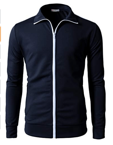 H2H Mens Active Slim Fit Track Jacket Zip-up Long Sleeve