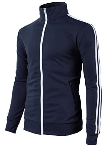 H2H Mens Active Slim Fit Track Jacket Zip-up Long Sleeve