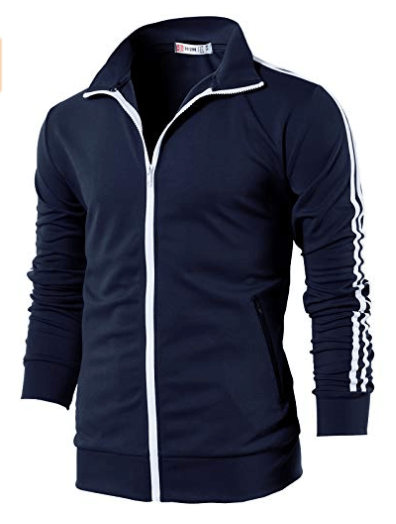 H2H Mens Active Slim Fit Track Jacket Zip-up Long Sleeve 