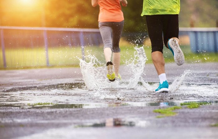 running in the rain