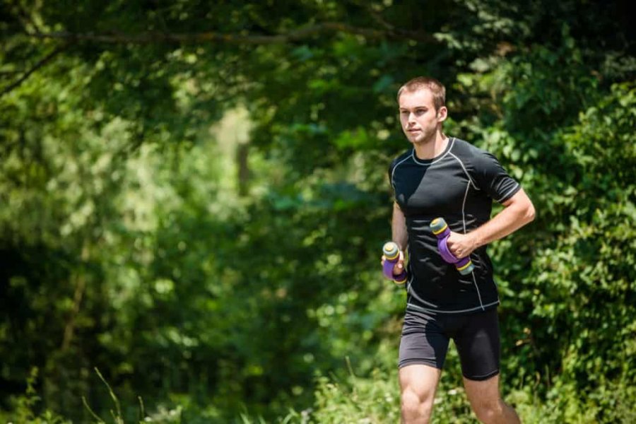 running with hand weights