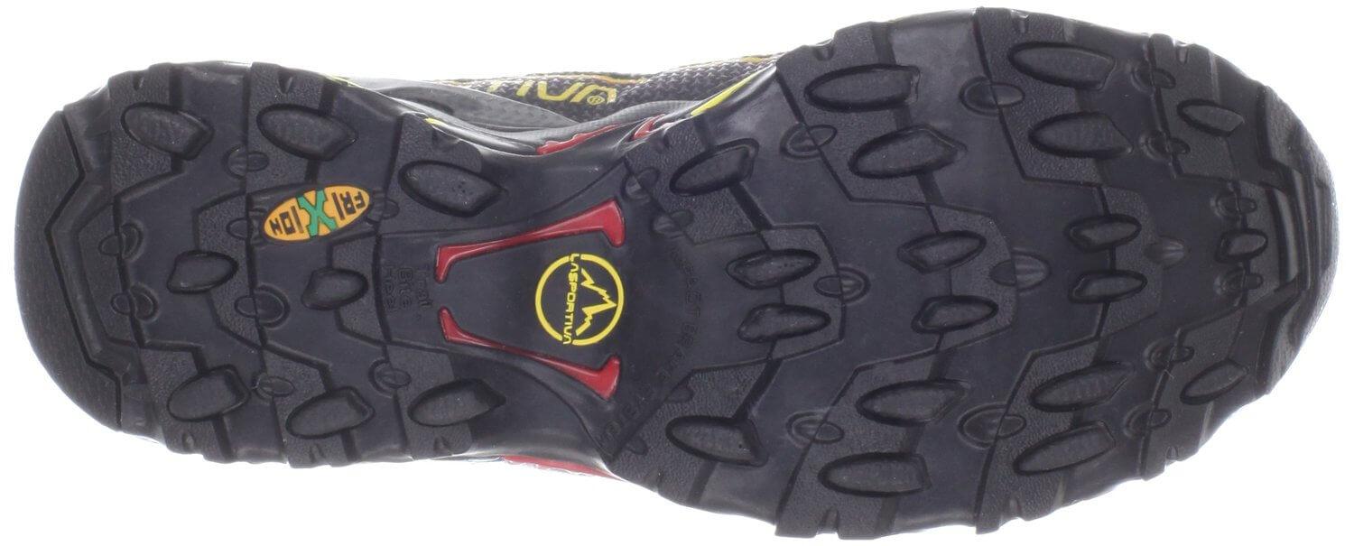 the La Sportiva Ultra Raptor has Frixion Green oval shaped lugs that stick like glue to most surfaces