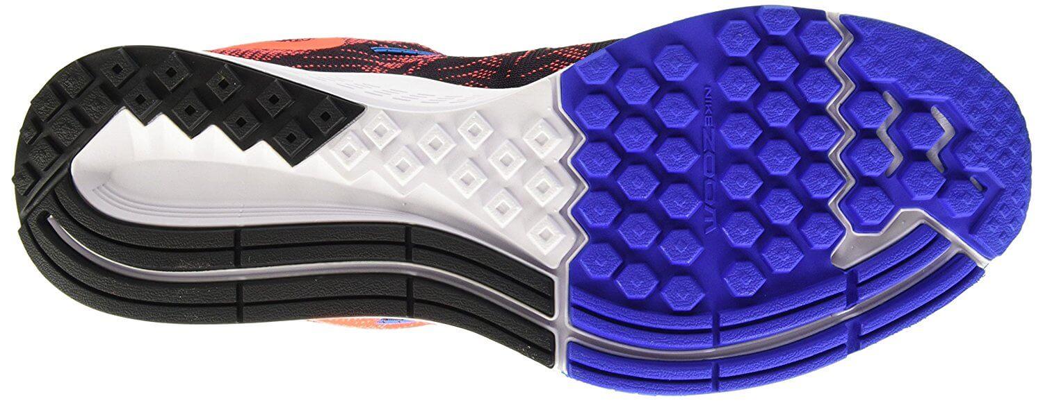 The outsole of the Nike Air Zoom Elite 8 is thin but offers decent traction.