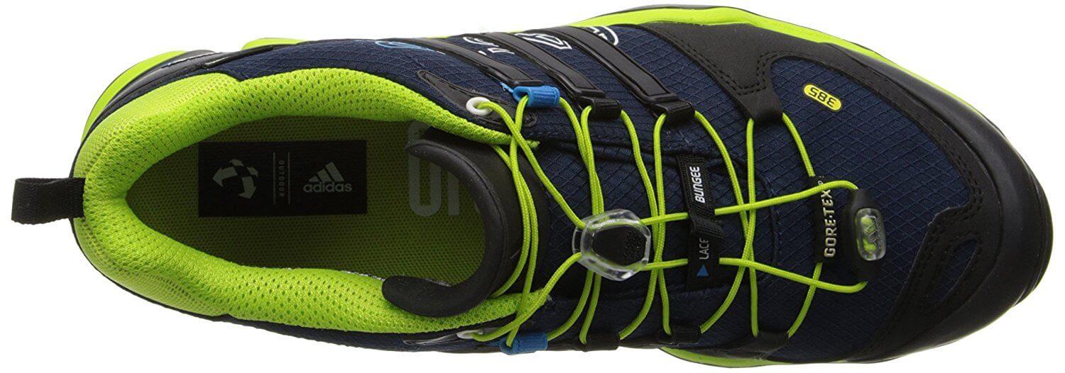 The upper portion of the Adidas Terrex Fast R GTX is made of waterproof material.