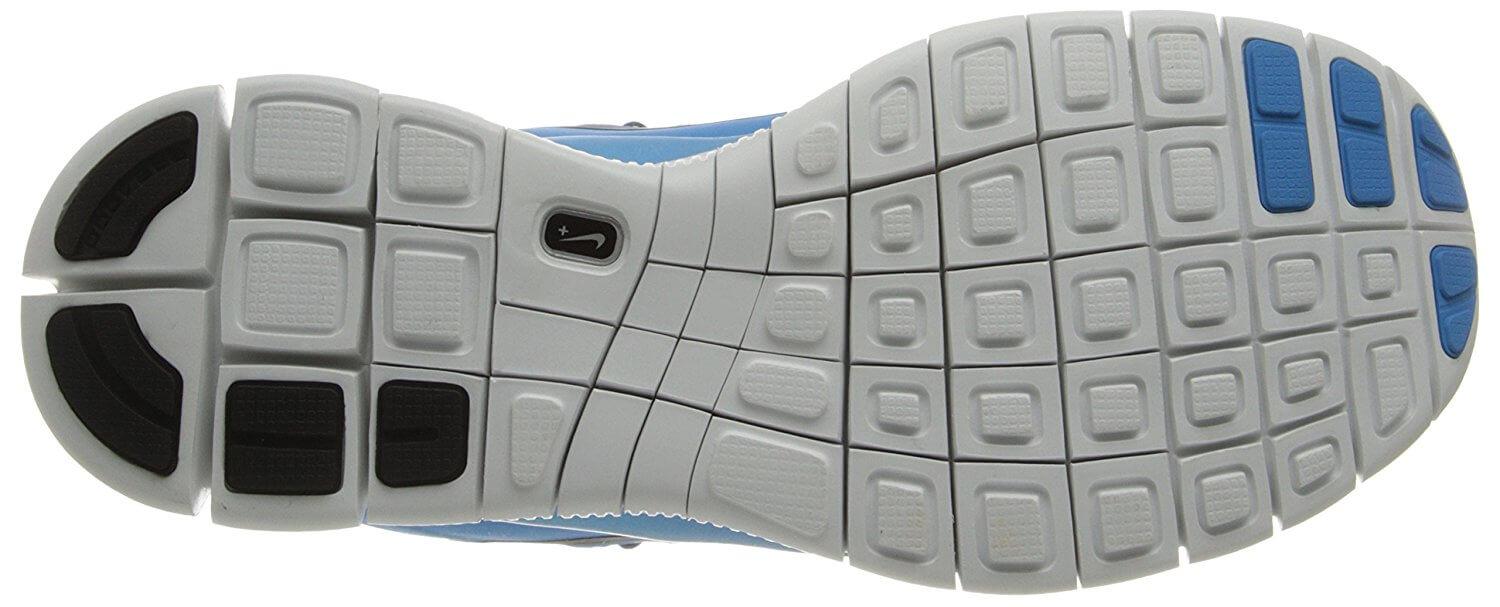 The Nike Free 5.0+ uses durable BRS 1000 technology for the heel of its outsole.