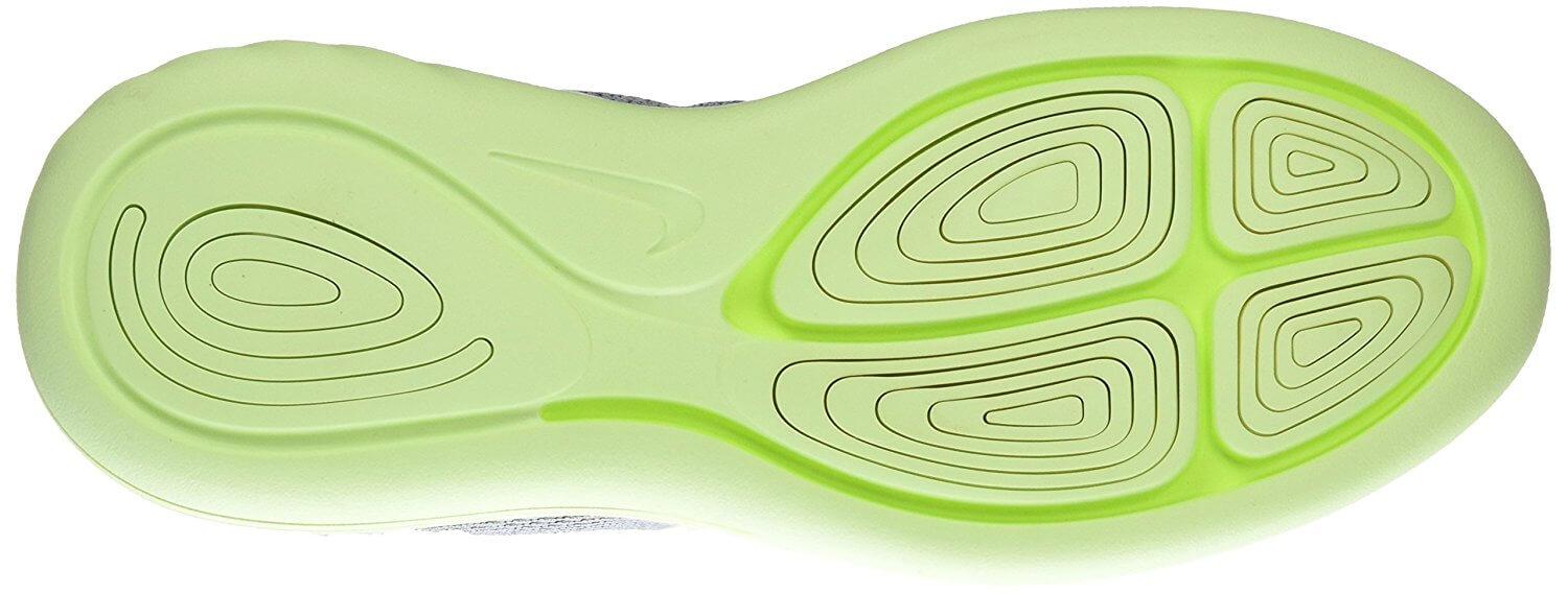 Targeted cushioning is provided to the foot due to the Nike LunarGlide 8's outsole.