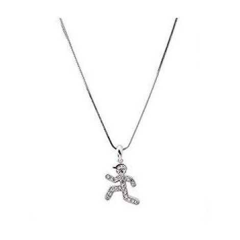 Crystal Runner Figure Charm Necklace