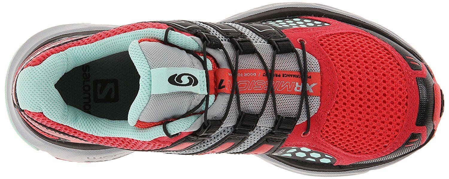 A top view of the Salomon XR Mission trail running shoe
