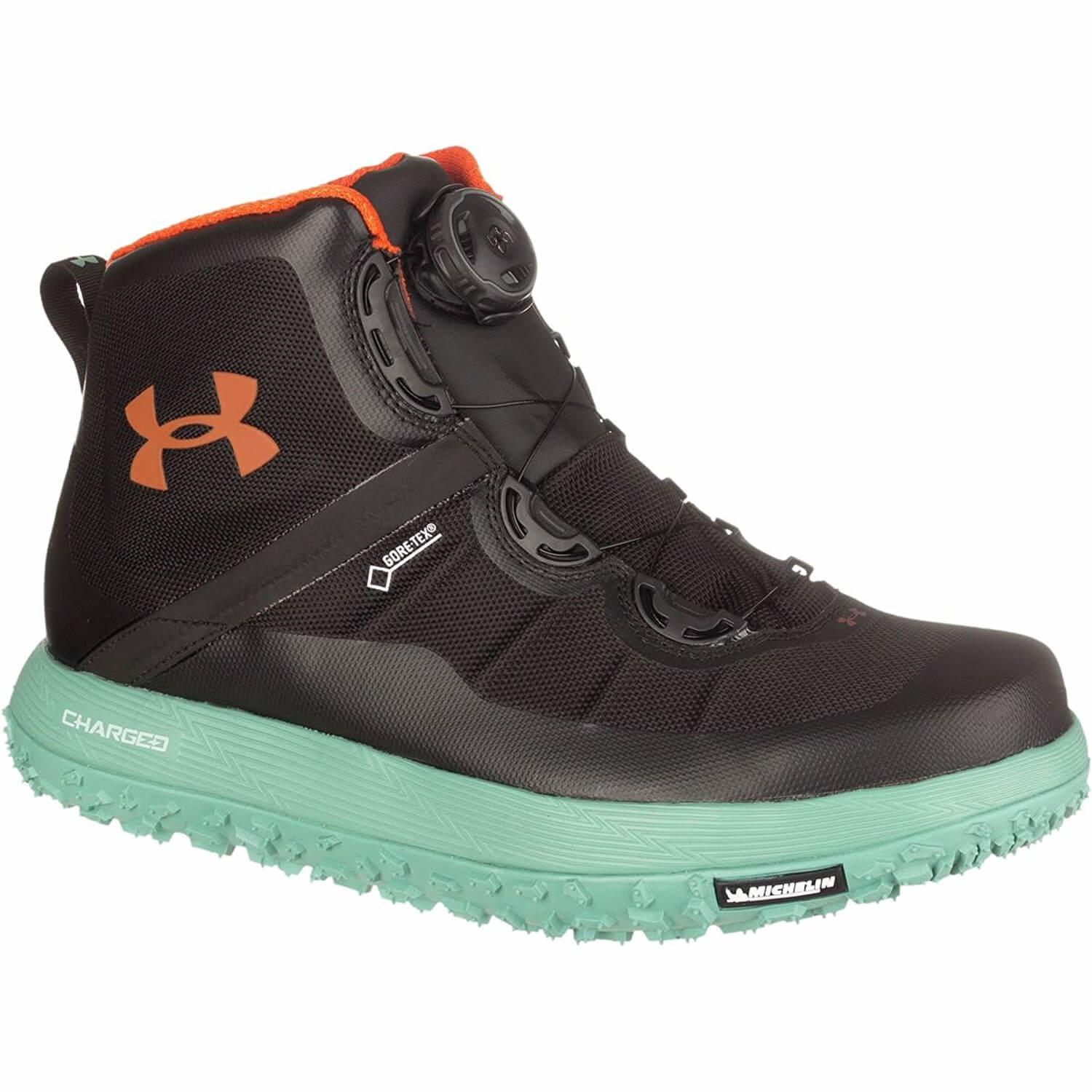 Under Armour Fat Tire GTX with teal outsole and midsole