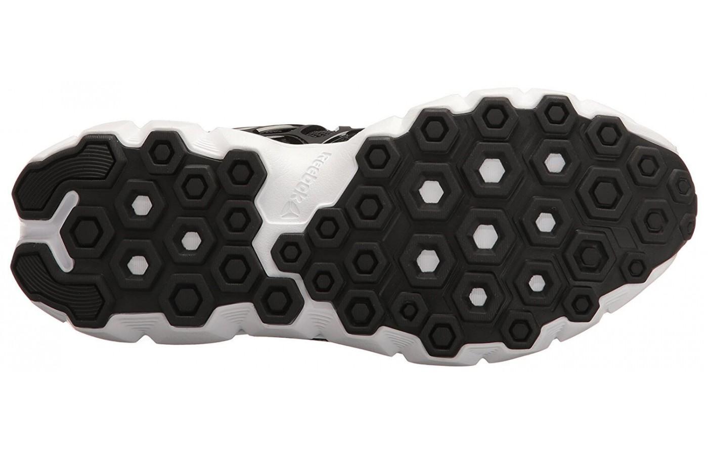 The outsole is designed with a honey comb pattern