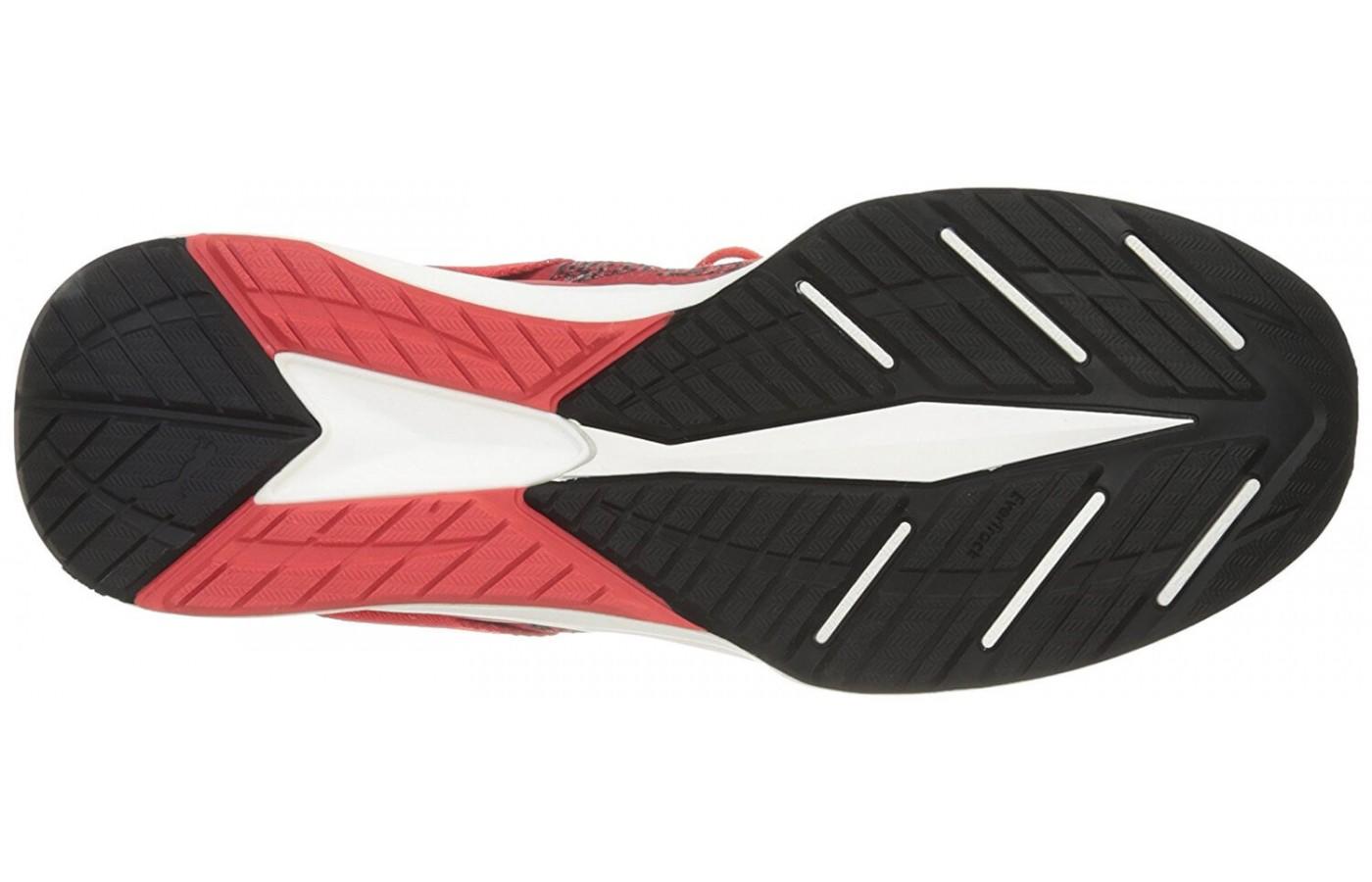 the outsole of the Puma Ignite evoKnit is outfitted with numerous flex grooves