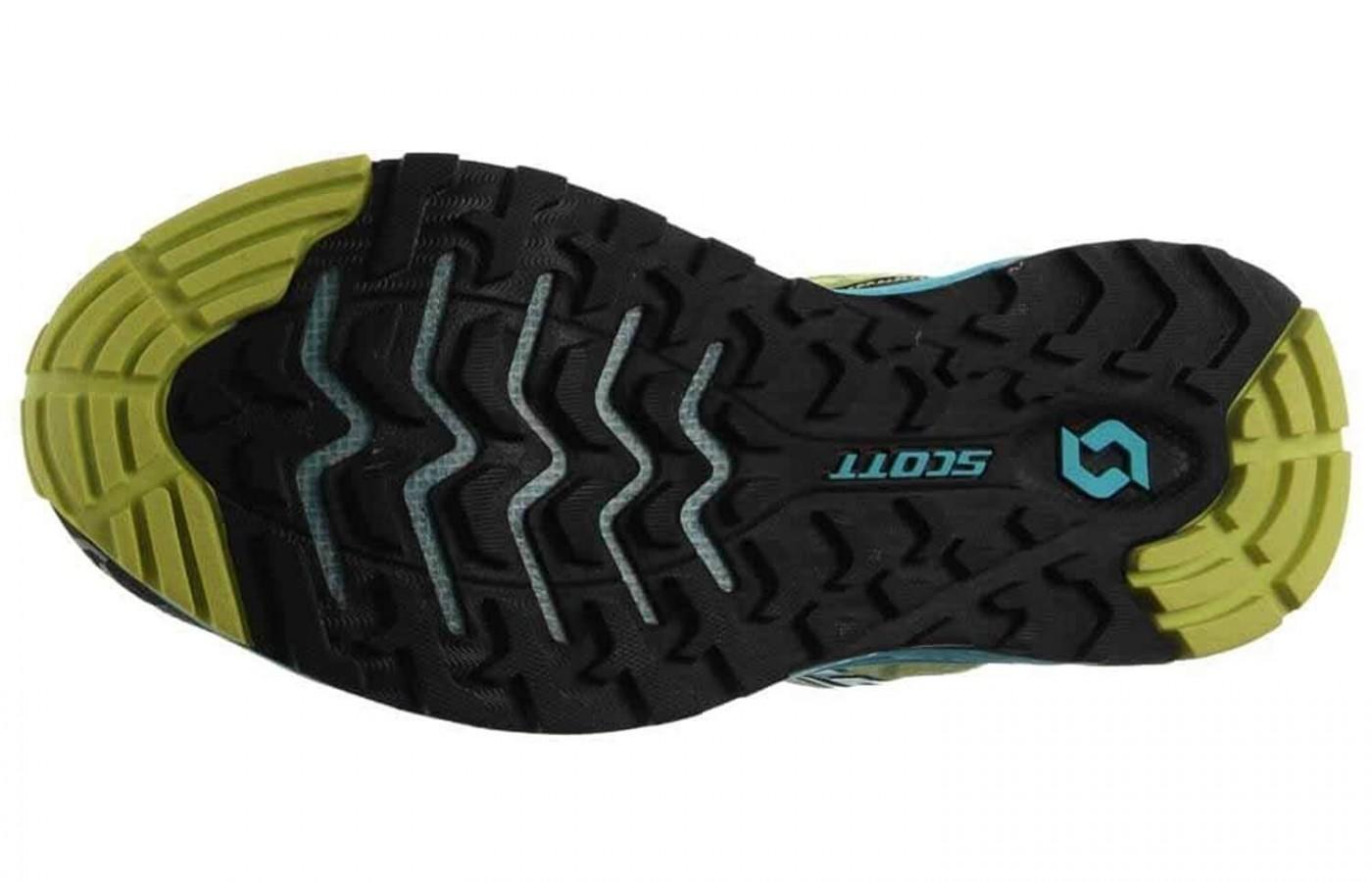 The outsole features a self cleaning lug system