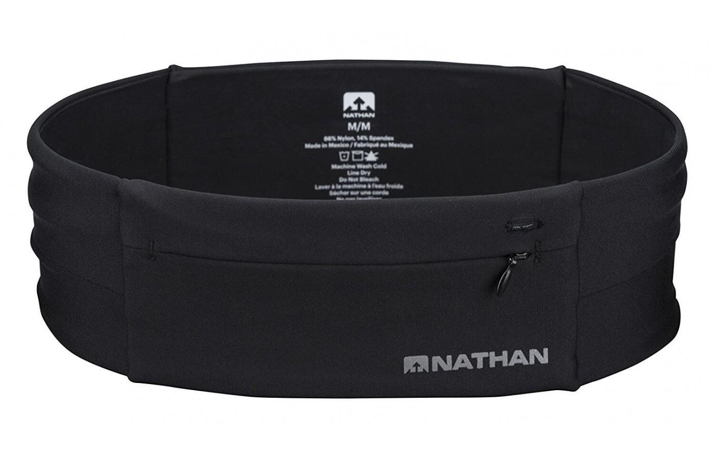 The Nathan Zipster Belt is made of stretchy fabric