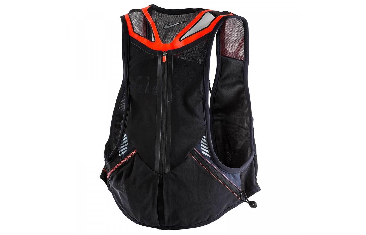 The vest features breathable mesh and welded overlays