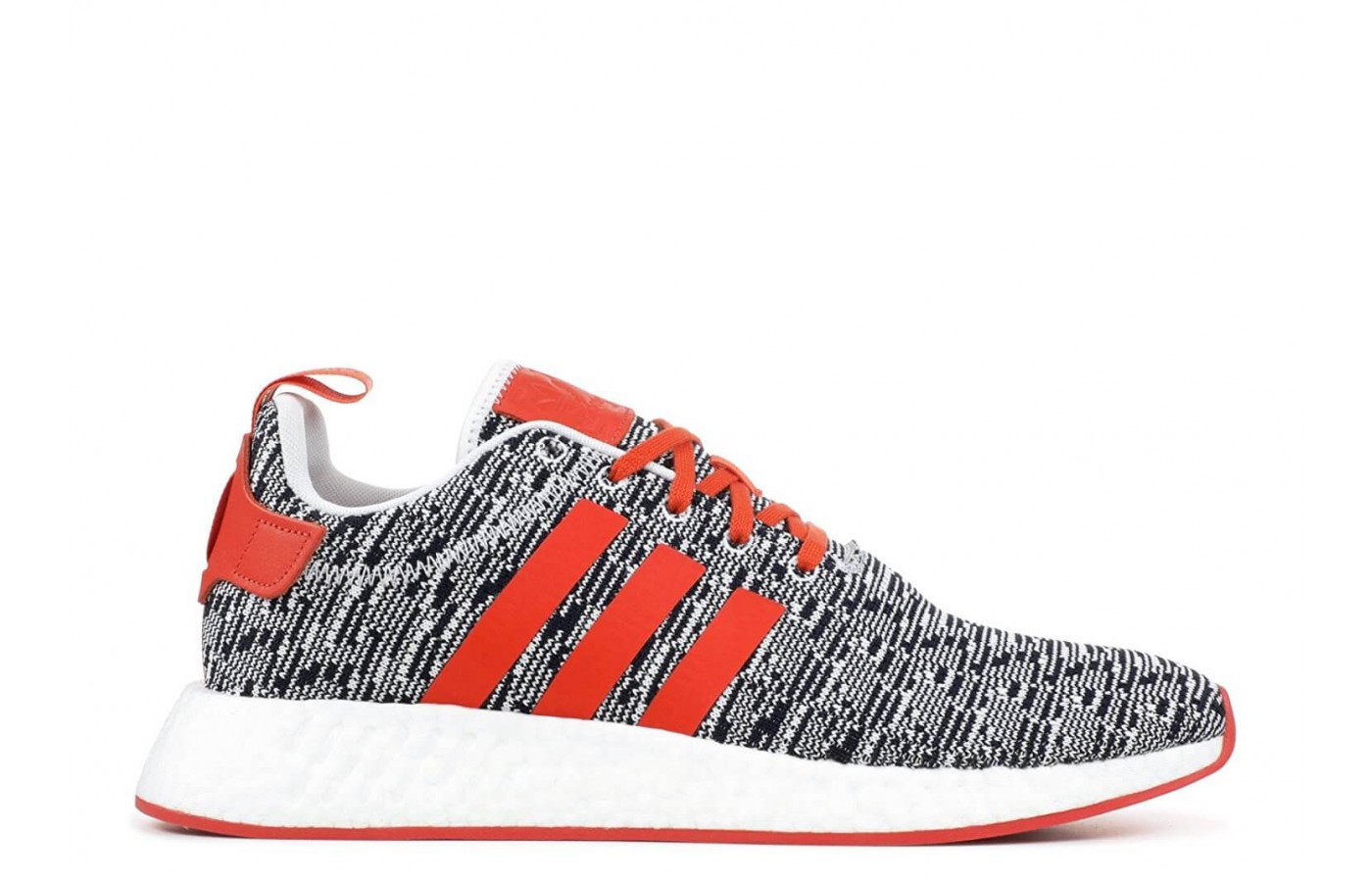 The Adidas NMD R2 in a grey and orange colorway