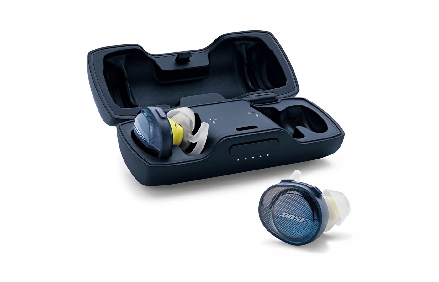 The The Bose SoundSport Free headphones come with a travel charging case