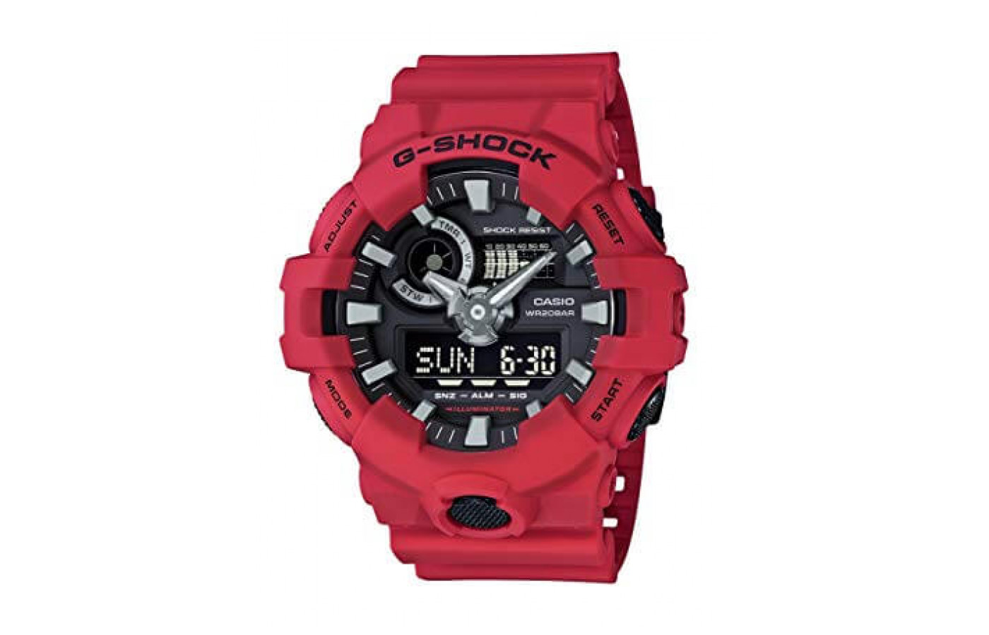 The G-Shock GA700-1B features a casing and band that's made from resin.