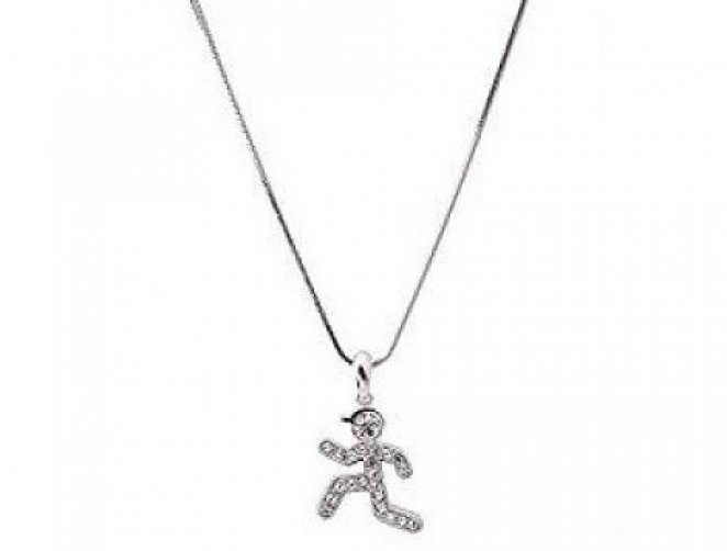 Crystal Runner Figure Charm Necklace
