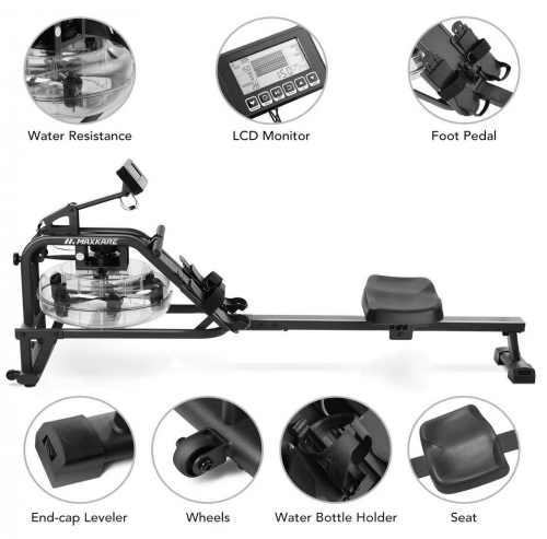 MaxKare Water Rowing Machine Water Rower features