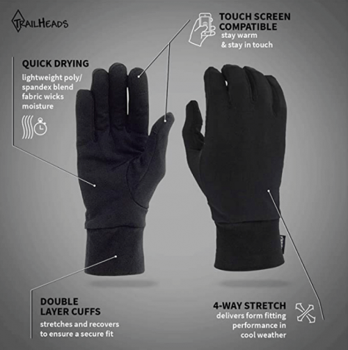 TrailHeads Running Gloves | Lightweight Gloves with Touchscreen Fingers
