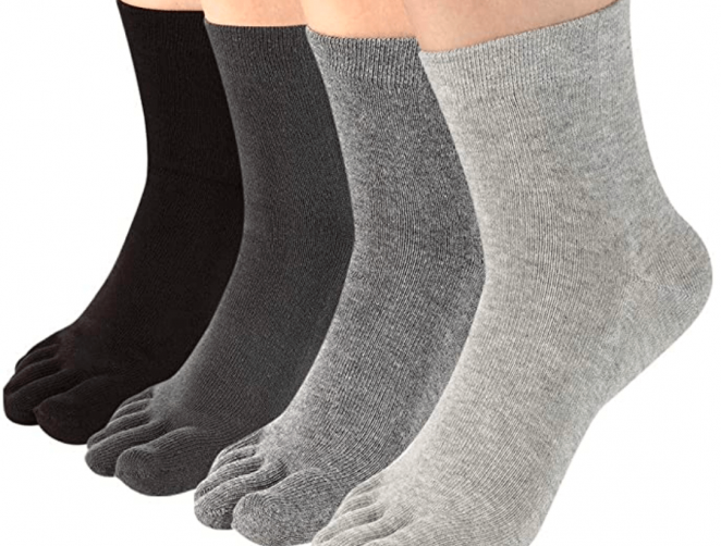 Meaiguo Toe Socks Cotton Running Five Finger Crew Socks