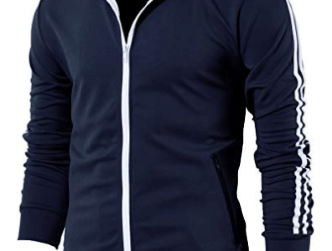 H2H Mens Active Slim Fit Track Jacket Zip-up Long Sleeve 