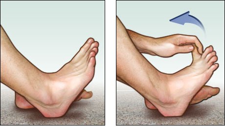 Toe stretch for the bottom of the foot Plantar fasciitis exercises