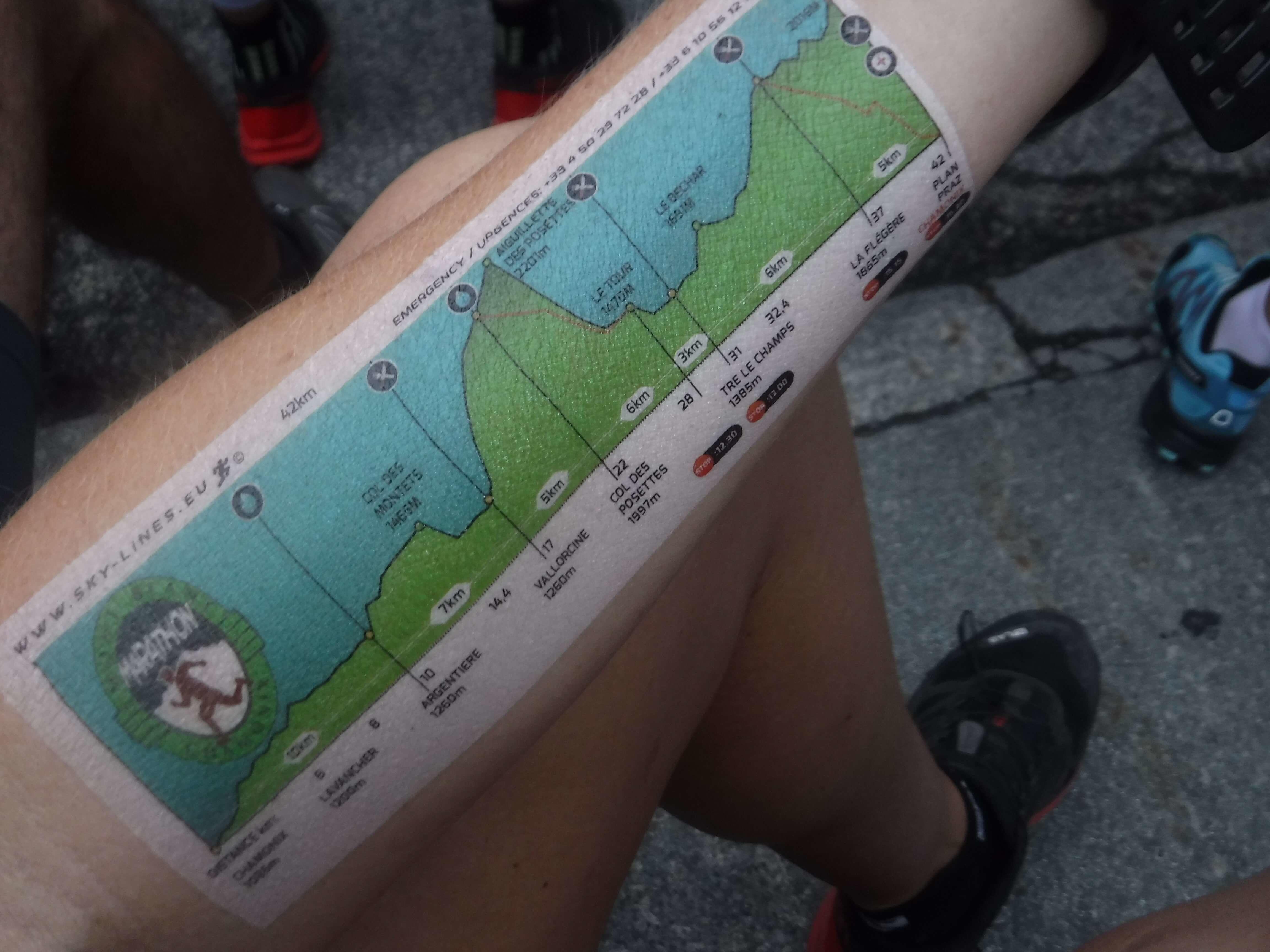 Temporary tattoo with the Mont-Blanc race course