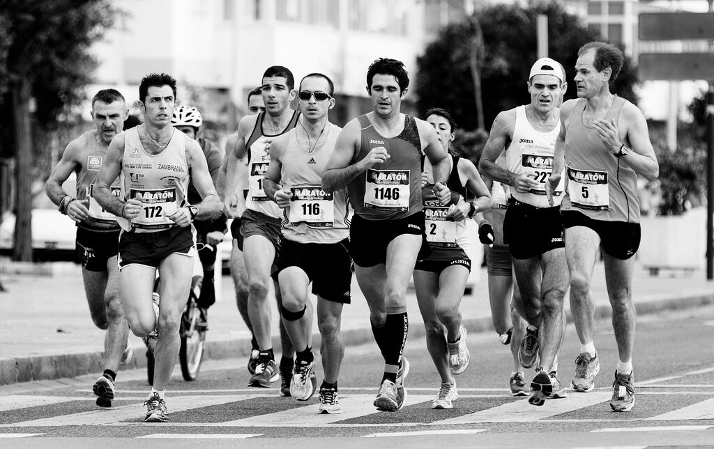 black-and-white marathon